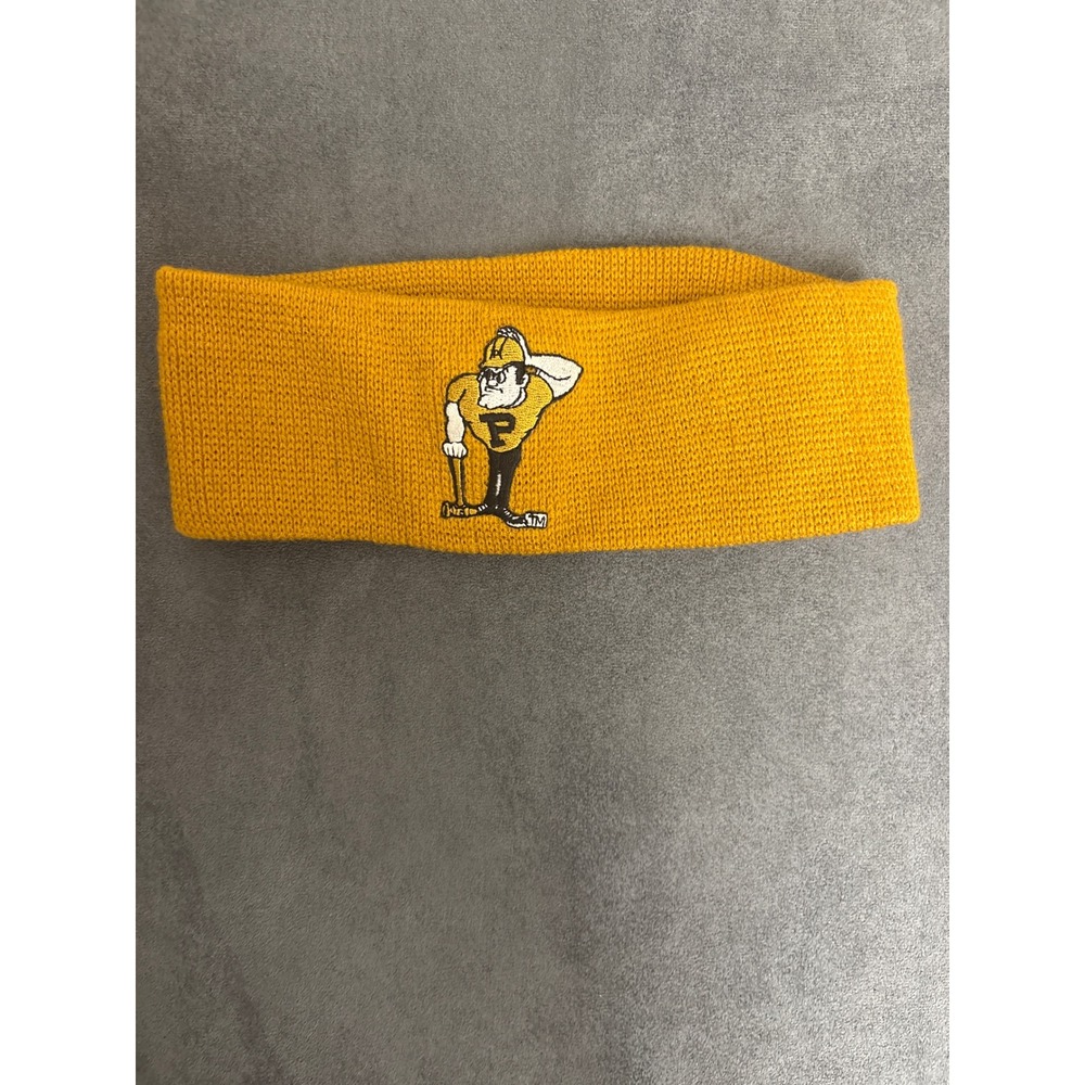 Vintage 80's eclectic grandpa Knit Headband Gold Purdue Pete Mascot Ear Warmer